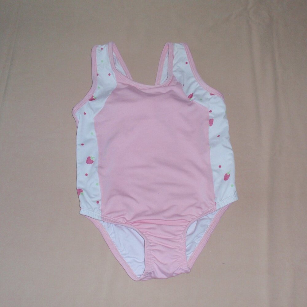 Lullaby Set Strawberries Pink Swimsuit One Piece Sz 6 Bow